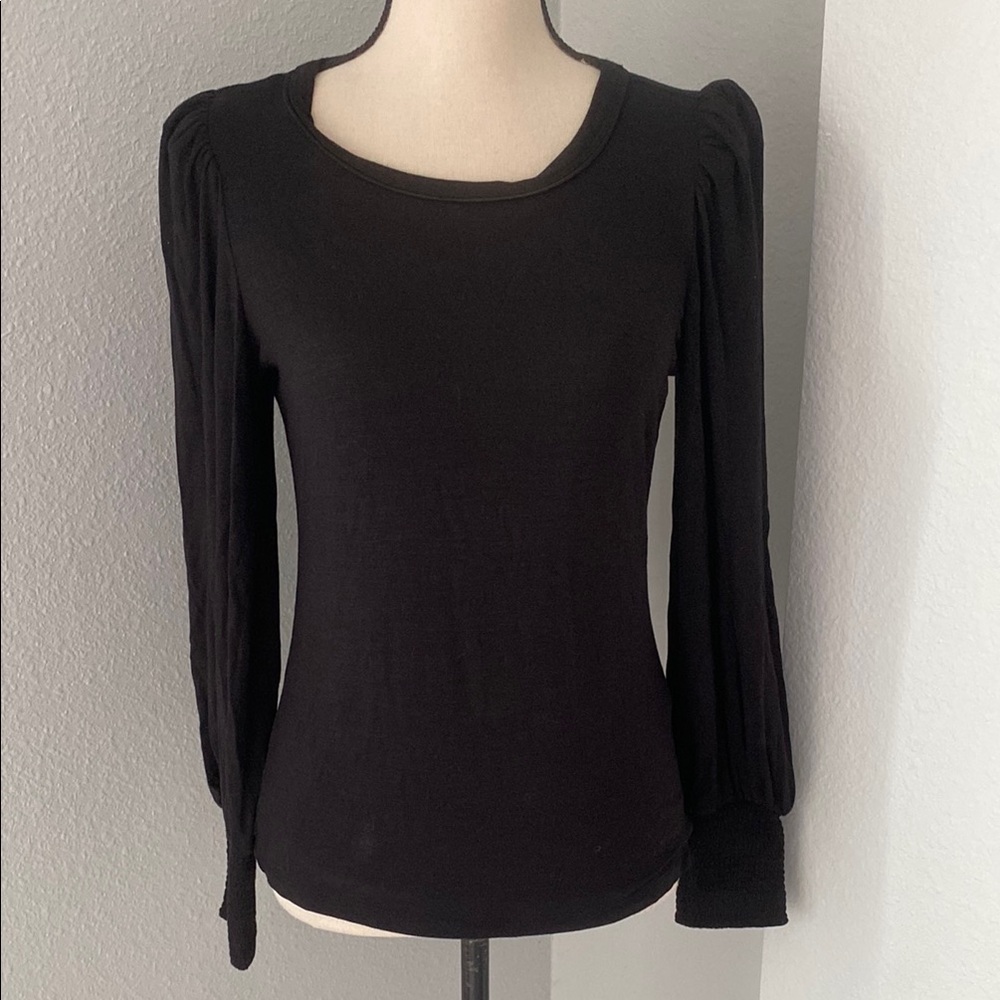WHBM Long Sleeve Tee with Smocked Cuffs - Picture 2 of 11